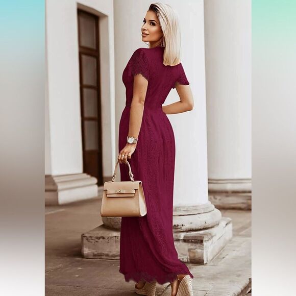 NEW Floral Lace Wedding Dress Bridesmaid Cocktail Maxi M 8/10 - Picture 4 of 9